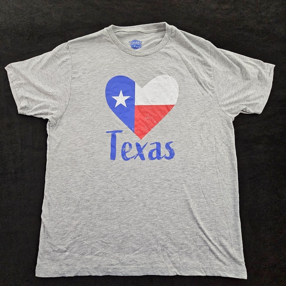Love Texas State Flag Heart Gray Short Sleeve Tri-Blend T-Shirt Men's L